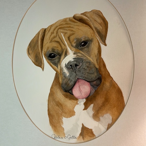 Original Watercolor, Boxer Dog Portrait Painting - Picture 9 of 10